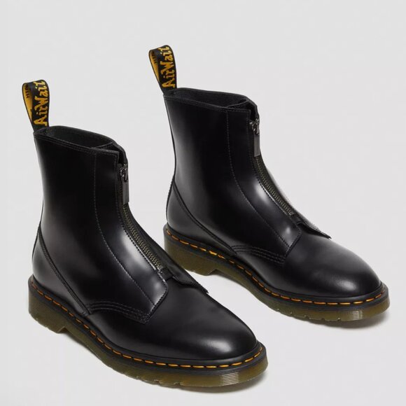 NEW Dr Martens Black Leather Boots Cabbott Polished Smooth Zip Up Men's 14 - Picture 1 of 8